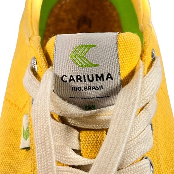 Cariuma Yellow Canvas Sneakers Womens Sz 7 Mens 5.5 EU 38 Shoes Rio Brazil Cork - Picture 4 of 13